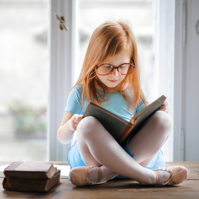 Girl reading story