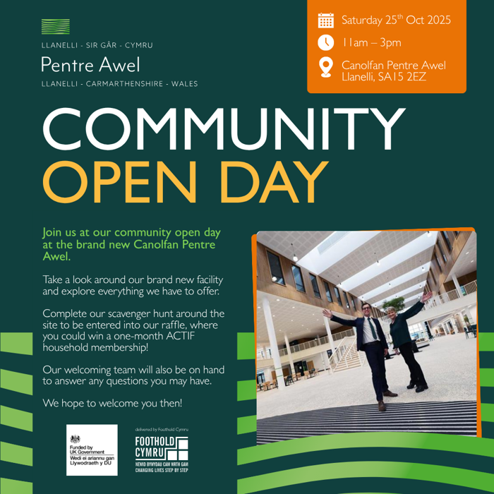 Canolfan Pentre Awel - Community Open Day Flyer